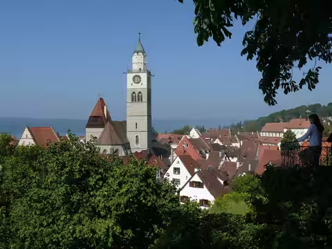 Überlingen: Altstadt Ansicht vom Garten des Städtischen
